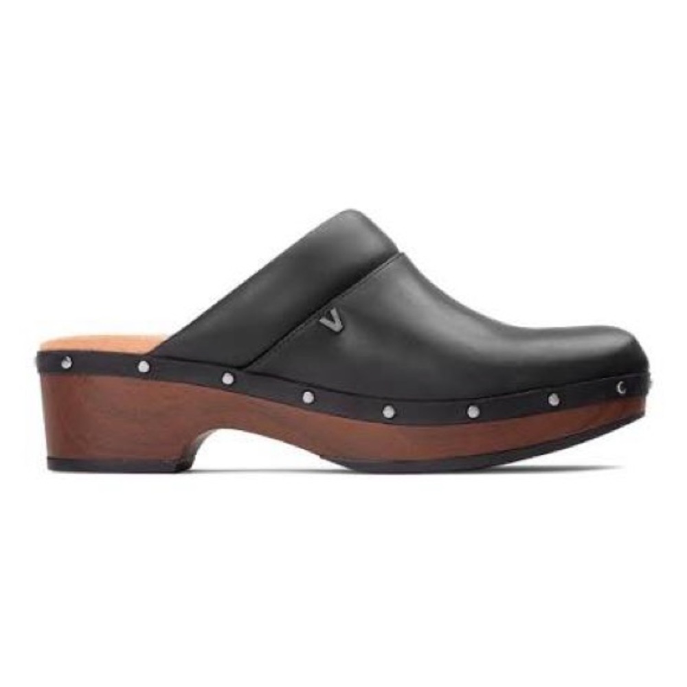 Vionic Kacie Orthotic Support Clogs in Black Leather 9